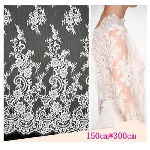 High quality Mesh Eyelash Lace Fabric Wedding Dress High-end Clothing Dress Home Material