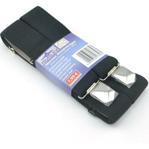 Top Quality Men Suspenders 3.5cm 4 Big Clip on Braces Business Casual Pants Suspender Adjustable Braces Transparent packaging