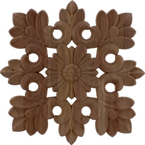 VZLX Wood Appliques Carving Frame For Furniture Cabinet Door Bed Nautical Home Decor Wooden Figurine Flower Pattern Carve