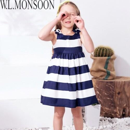 W.L.MONSOON Baby Girls Dress Summer 2017 Brand Children Dress Princess Costume Striped Vestidos Kids Dresses for Girls Clothes