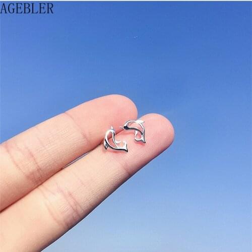 925 Sterling Silver Creative cute dolphin Stud Earrings Prevent Allergy for Women Girl gift Charming Trendy Party Jewelry