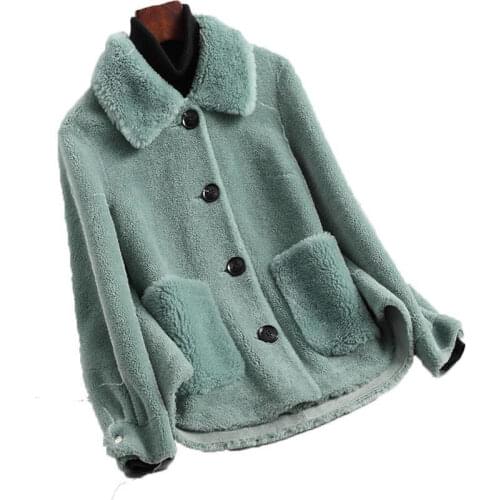Woman 2021 Winter New Genuine Fur Sheepskin Coats Ladies Loose Casual Wool Outwear Female Thick Warm Sheep Shearing Jacket B18