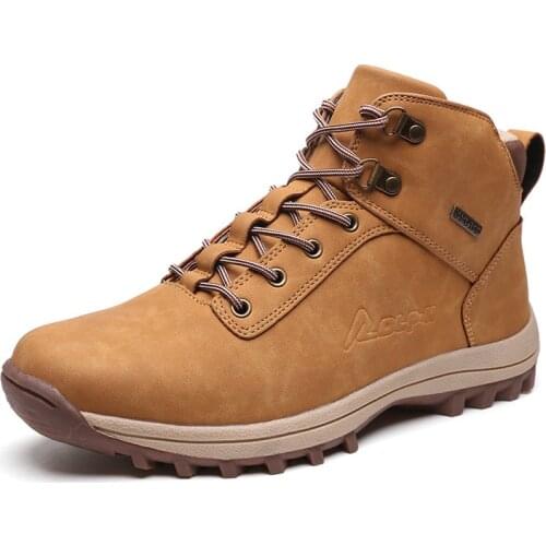 Winter Hiking Boots Snow Boots High-top Mens Boots Plus Velvet To Keep Warm Outdoor Non-slip Large Mens Shoes Size 39-46