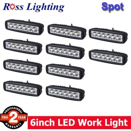 10Pcs 18W Spot LED Work Light Fog Lamp 4WD 12 volt LED Work Lights for Off Road Vehicle SUV CAR Truck LED BAR ATV