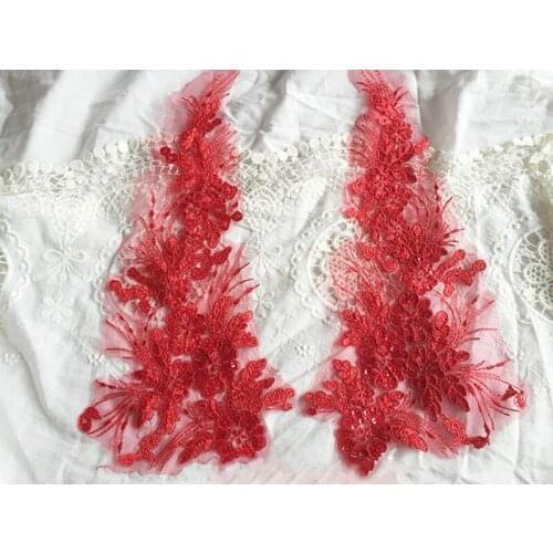 10Pieces Floral Lace Applique Sequin Fabric Wedding Dress Paillettes Trim Lace Accessories Patch DIY Apparel Sewing Craft