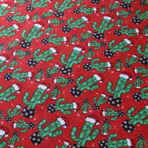 145CCM 100% Cotton Fabric Patchwork Cartoon Red Cactus Print Fabric Cushion Cover Quilting Sewing Handmade Material