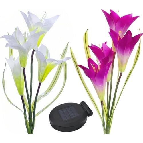 2PC LED Solar Lily Lights Garden Lights Lawn Lights Simulation Flower Ornaments Garden Decoration Lights Random Color