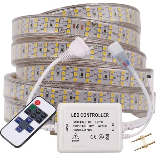276Leds/m LED Strip 220V EU AU UK Set Dimmerable 2835 IP67 Waterproof Outdoor Decor Flexible Tape Light Lamp