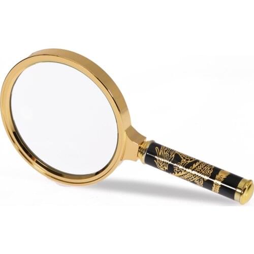 5X 80mm Hand-held Magnifiers Zinc Alloy Material Jewelry Loupe with Dragon Design Reading Magnifying Glass Lens Pocket Magnifier