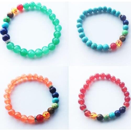 7 Chakra 8MM Natural Volcanic Rock Tiger Stone Bracelet Bangle Women Men Fashion Bracelet Accesories Jewelry 7 Color Bracelet