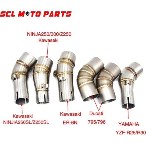 ALconstar-Motorcycle Exhaust Middle Pipe For Kawasaki ER6N NINJIA 250/300/Z250 250SL/Z250SL DUCATI 795/796 YAMAHA YZF-R25/R30