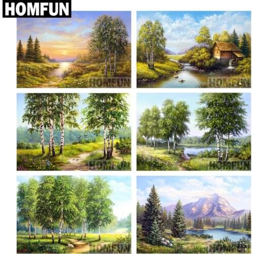HOMFUN 5D DIY Diamond Painting Full Square/Round Drill "Forest Scenic" 3D Embroidery Cross Stitch gift Home Decor Gift A06819