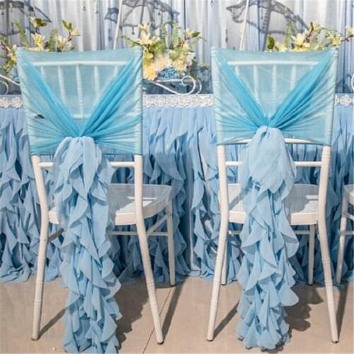Bamboo Chair Streamer Chiffon Tulle Fabric Chair Back Decoration Outdoor Wedding Birthday Party Supplies