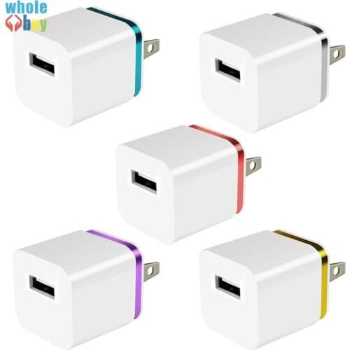 100pcs/lot Colorful 1A US Plug AC Power Adapter Home Trave Wall single port USB Charger for iPhone 4 5 6 plus for Samsung HTC