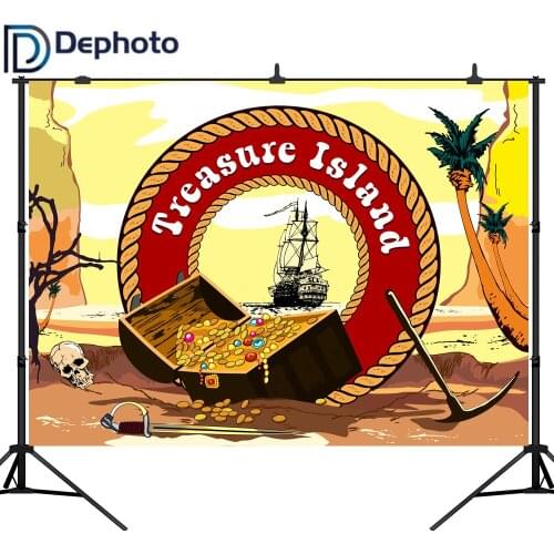 DePhoto Pirate Treasure Box Birthday Photography Backdrops Custom Photocall for a Photo Shoot Photographic Photo Background