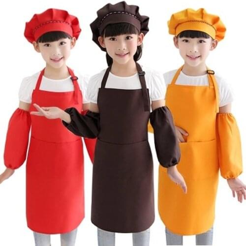 Children Front Pocket Bib Apron Kid Boys Girls Apron Kitchen Child Craft Kids Apron Child Painting Cooking Baby Pinafore