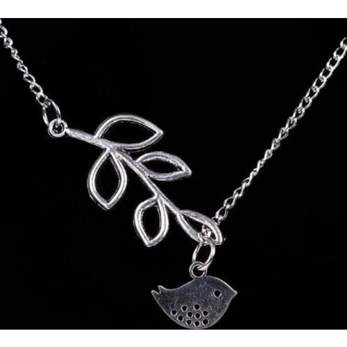 Leaf / bird long necklace Vintage Charm Animals Birds Creative Pendants Necklace DIY Best Friend Jewelry Fashion Gift 12pcs