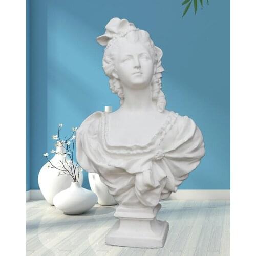 HOME GIFT FRENCH CHARACTER DECORATION ACCESSORIES HALF BODY LADY PORTRAIT OFFICE STATUE RESIN ART GODDESS STATUE ORNAMENT CRAFT