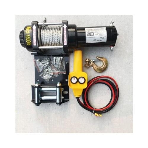 12V24V ATV Motor 4500LB Electric Winch Wire Rope Recycling Winch Traction Cable Traction Kit Outdoor Cross Country Crane