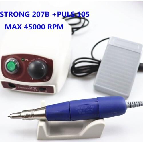Strong 207b 105L 65Wcontrol box 45000 RPM Nail Drill Nails Art Tool Handpiece Nail File Equipment manicure machine Nail File Set