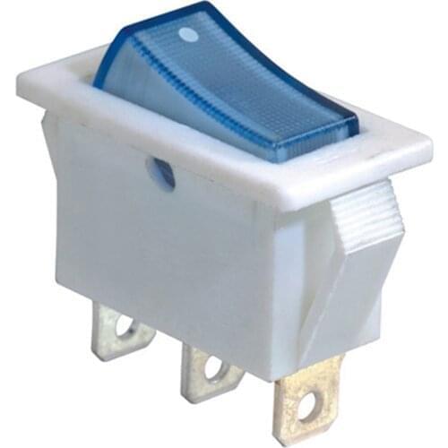 10pcs White Blue Durable Copper 3 pins On off Rocker Switch 30*15MM Push Button switch with blue light Tact Switch 16A 250V