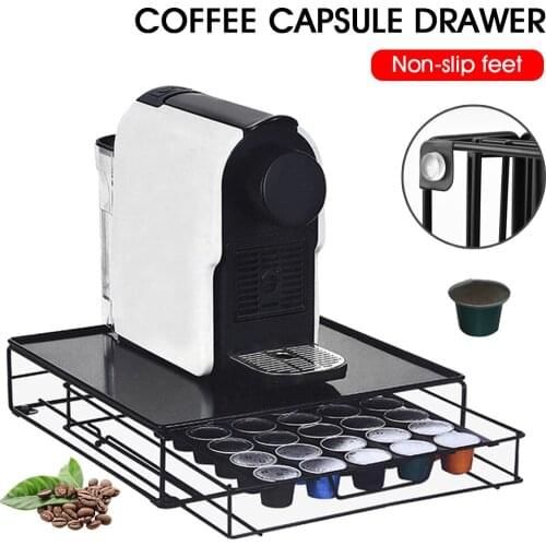 Coffee capsule holder wrought iron 40 grid capsule storage rack creative metal coffee holder storage box with top tray