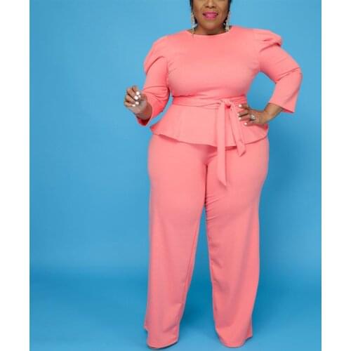 Two Pieces Set Pants Solid Autumn Spring Large Size Blouse & Pants Fashion Causal Daily Wear Outfits Matching Sets New Arrivals