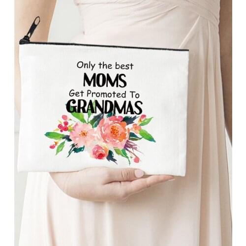 Grandma Makeup Bag Letter Flower Print Cosmetic Grandma Bags Make Up Bags Toiletries Organizer Pouch Ladies Toiletry Bag