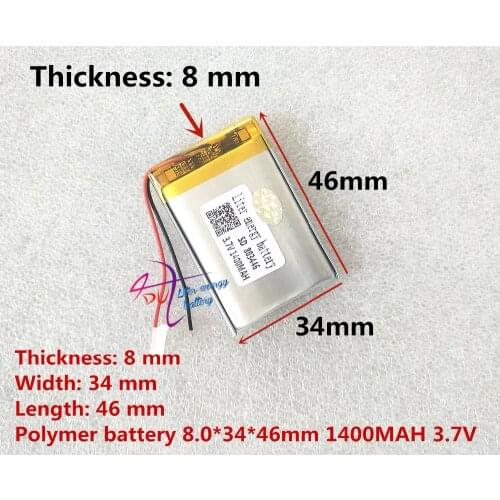 Liter energy battery 3.7V lithium polymer battery 803446 083446 1400mAh GPS battery MP3 MP4 speaker teaching machine