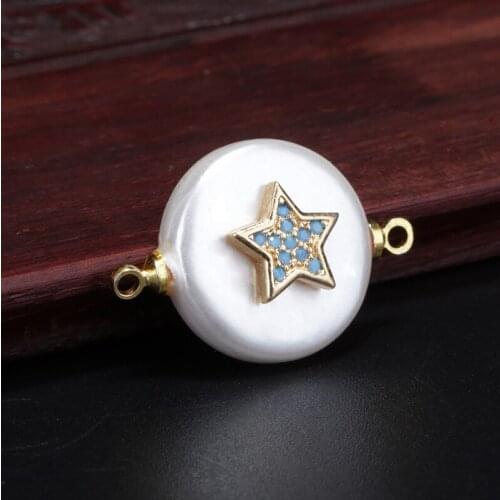Mix cz star sign charm round coin pearl bead connector for women bracelet jewelry DIY making