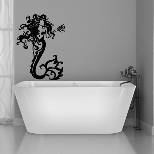 Mermaid Wall Stickers Fairy Tale Seaside Holiday House Childrens Room Door Glass Toilet Bathroom Decoration Vinyl Decal 27