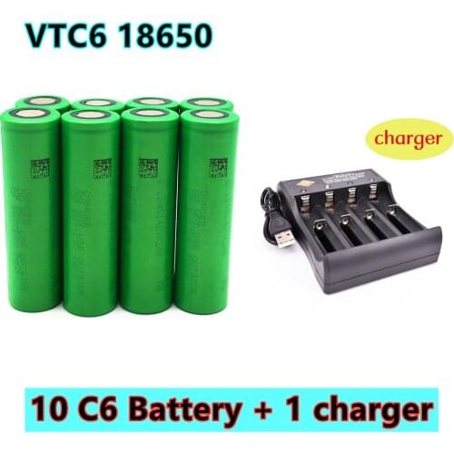 Newest 100% Original 18650 2500-3000mAh Rechargeable Li-ion Battery 10 Pcs 3.7V 18650 Battery + 4 Slots Charger