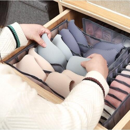 3pcs/set Underwear Organizer Drawer Organizers Foldable Socks Container Bra Storage Box Nylon Washable Closet Divider Boxes