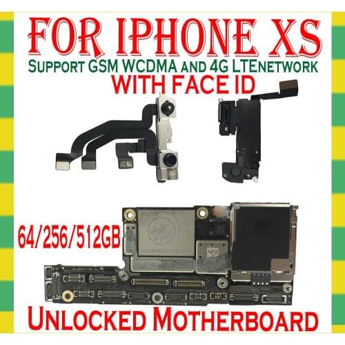 Original Motherboard For IPhone XS 512GB Unlocked Mainboard WITH FACE ID Factory Free iCloud Logic Board Good Working Plate