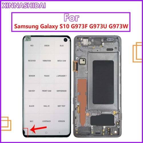 Original AMOLED S10 Screen For Samsung Galaxy S10 G973U G973F G973A G973V LCD Display touch screen assembly With Black Dots