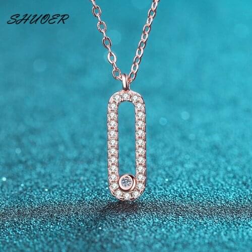 Classic Rose Gold 925 Sterling Silver Diamond Tester Past Brilliant Cut 0.28 ct D Color Moissanite Pendant Necklace