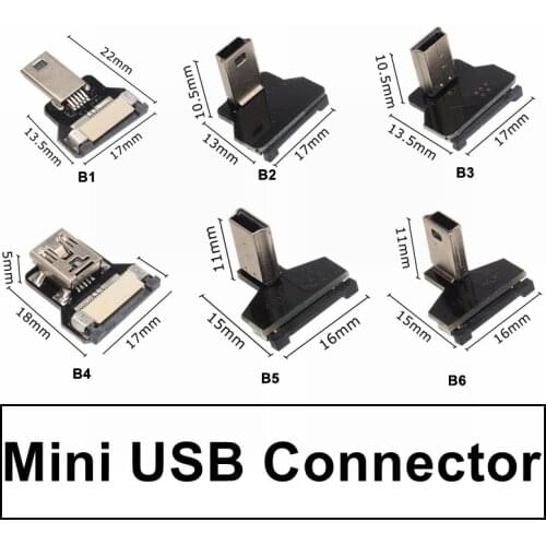 Flat Soft Elbow MINI USB Data Charging Line Up & Down & Left & Right T Port USB Car MP3 Universal Data Cable 10CM