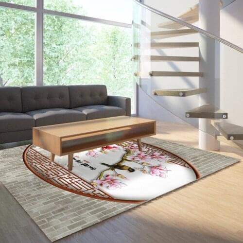 Reese Velvet Lint Free Soft Decoration Carpets Living Room Traditional Chinese Lucky Flowers Area Rug Bedroom Anti Slip Washable