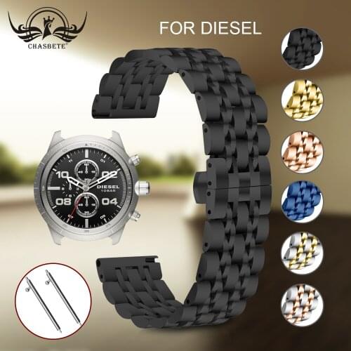 Hight Quality Stainless Steel Watchband for Diesel Watch Band 20mm/ 22mm Black Silver Stainless Stell Deployment Clasp 7links