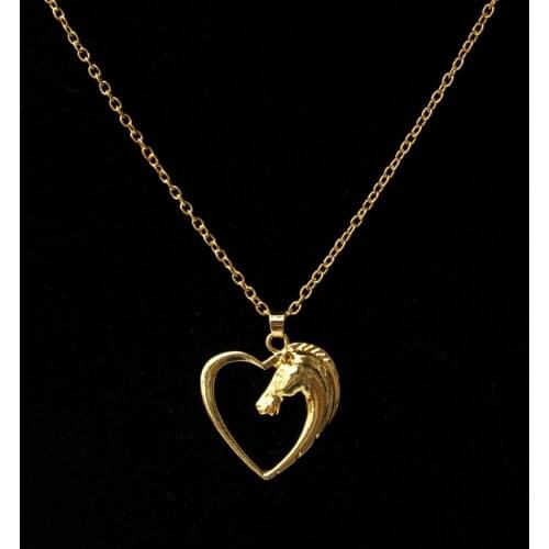 Hzew Christmas Birthday Gift Hollow Heart Horse Pendant Necklaces silver color Horse in Heart Necklace