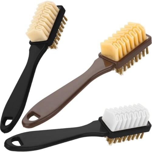 1PC Horsehair Shoe Brush Polish Natural Leather Real Horse Hair Soft Boot Cleaning Brush For Suede Nubuck Boot Polishing Tool