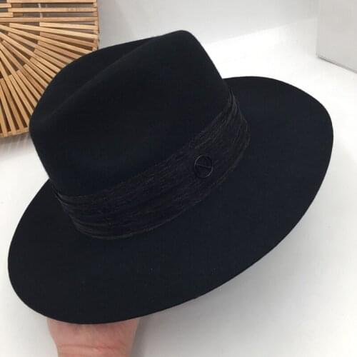 Fedoras British panama cat female black wool hat Sir Hat fashion letters cap to restore ancient ways small eleg