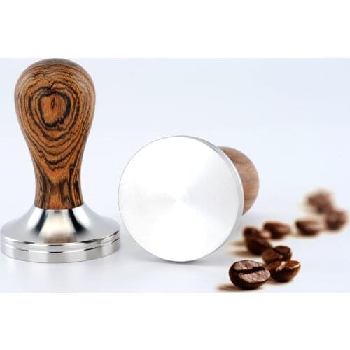 Coffee Tamper Golden Sandalwood Handle Stainless Steel 51/53/54/58mm Coffee Powder Hammer Espresso Cafe Barista Free shipping