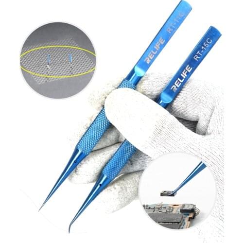 Precision Titanium Alloy Tweezers Fly Line 0.15mm Fingerprint Tweezers Electronic Components Straight/Curved Tip repair tools