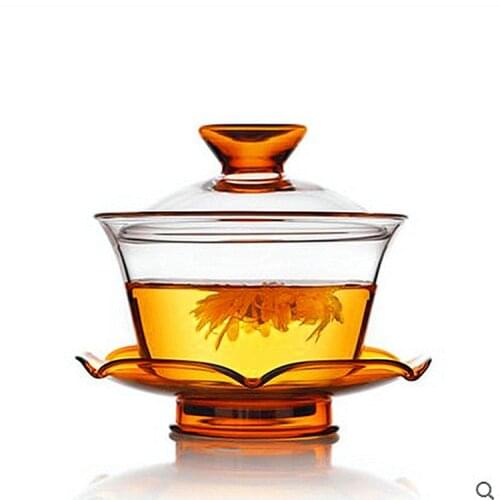 200ml Japanese Transparent Heat Resistant Glass Tea Cup Kung Fu Tea Set Teapot Tieguanyin Flower Tea Gaiwan Teacup Bowl Tureen