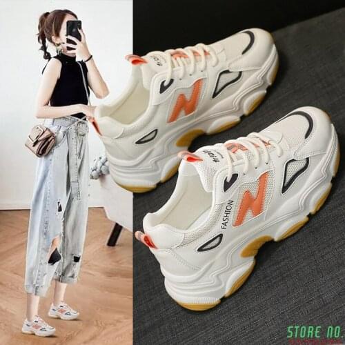 Womens shoes new all-match breathable Korean casual thick-soled sports womens shoes