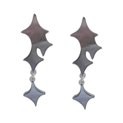 Star Acrylic Tassel Earrings Studs Jewelry Dark Goth Harajuku Ins Style Shiny Earrings for Women Mirror Surface 2021 Aesthetic