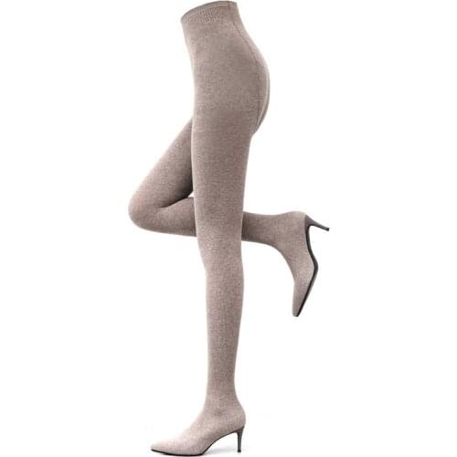 Pointed Toe Knee High Boots Autumn Winter High Heels Shoes Woman Heels 2021 Genuine Leather Party Basic Tight High Boots