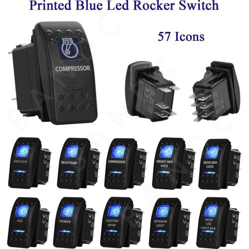 5P 7P Rocker Switch SPST ON-OFF Auto Universal 12/24V Dual BLUE LED Lights DPDT Push Switch Marine Boat Yacht Accessories