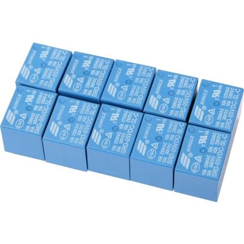 10Pcs T73-5V SRD-5VDC-SL-C 5 Pin 250V AC 28V DC Power Relay 10A 250V10A 30VDC